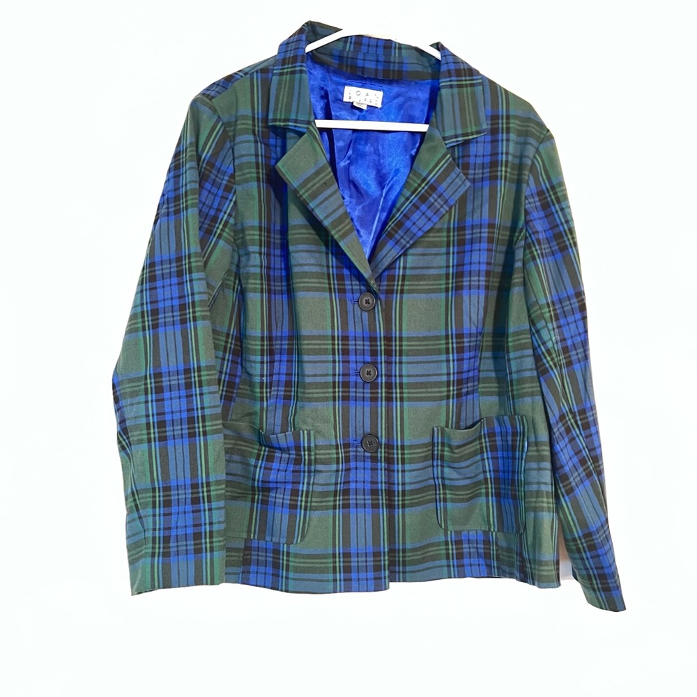 Joan Rivers Blazer Plaid Women Size 22W Blue / Green
